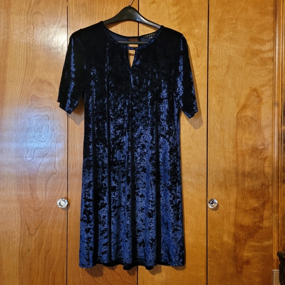 Snap Womens 2X Velvet Aqua Sparkle Mini Dress - Picture 4 of 11